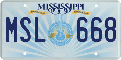 MS license plate MSL668