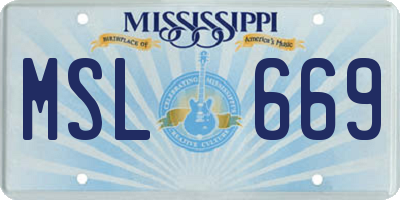 MS license plate MSL669