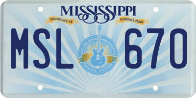 MS license plate MSL670