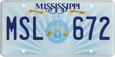 MS license plate MSL672
