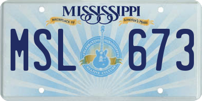 MS license plate MSL673