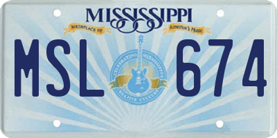 MS license plate MSL674