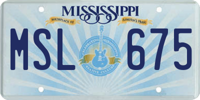 MS license plate MSL675
