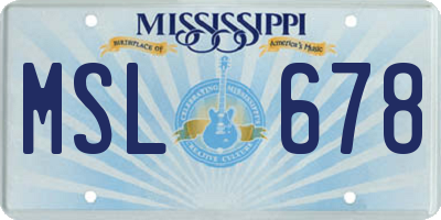 MS license plate MSL678