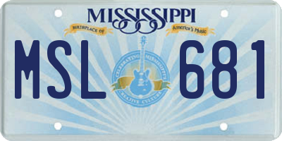 MS license plate MSL681