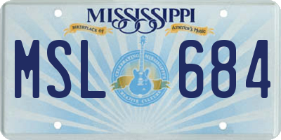 MS license plate MSL684