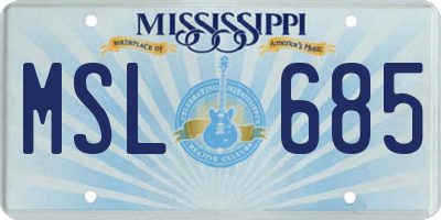 MS license plate MSL685