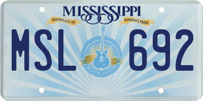 MS license plate MSL692