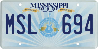 MS license plate MSL694