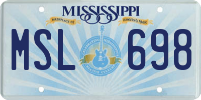 MS license plate MSL698