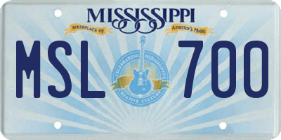 MS license plate MSL700