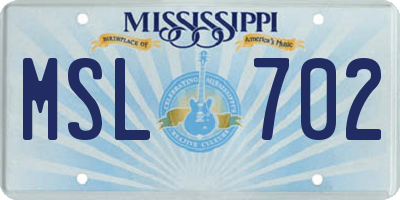 MS license plate MSL702