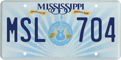 MS license plate MSL704