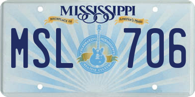 MS license plate MSL706