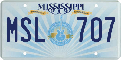 MS license plate MSL707
