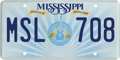 MS license plate MSL708