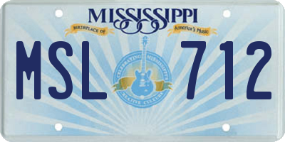 MS license plate MSL712