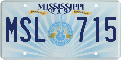 MS license plate MSL715