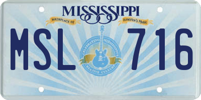 MS license plate MSL716