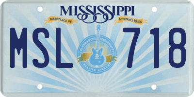 MS license plate MSL718