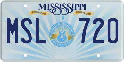 MS license plate MSL720