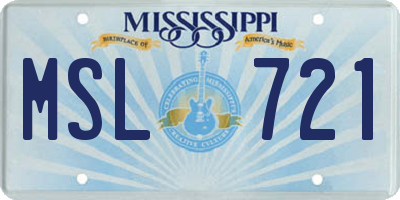 MS license plate MSL721