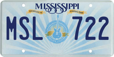 MS license plate MSL722