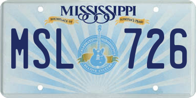 MS license plate MSL726
