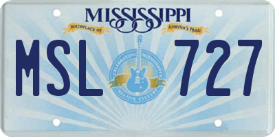 MS license plate MSL727