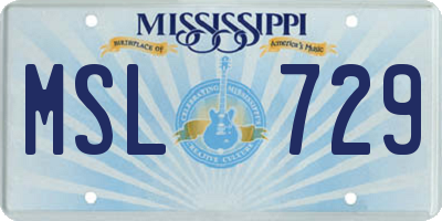 MS license plate MSL729