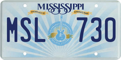 MS license plate MSL730