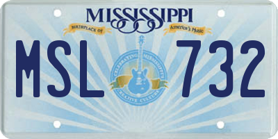 MS license plate MSL732