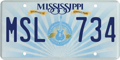 MS license plate MSL734