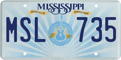 MS license plate MSL735
