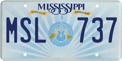 MS license plate MSL737