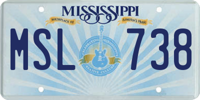 MS license plate MSL738