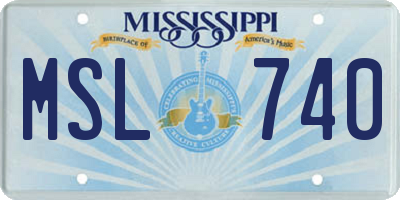 MS license plate MSL740