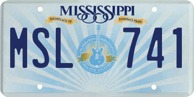 MS license plate MSL741
