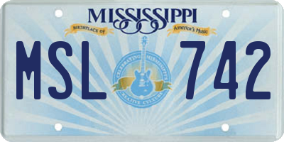 MS license plate MSL742