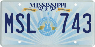 MS license plate MSL743