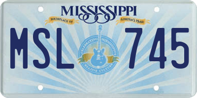 MS license plate MSL745
