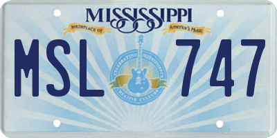 MS license plate MSL747