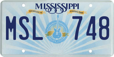MS license plate MSL748