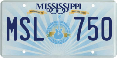 MS license plate MSL750