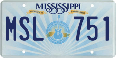MS license plate MSL751
