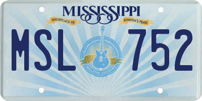 MS license plate MSL752