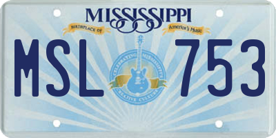 MS license plate MSL753
