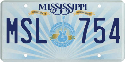 MS license plate MSL754