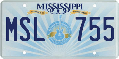 MS license plate MSL755