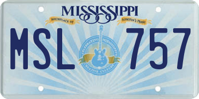 MS license plate MSL757